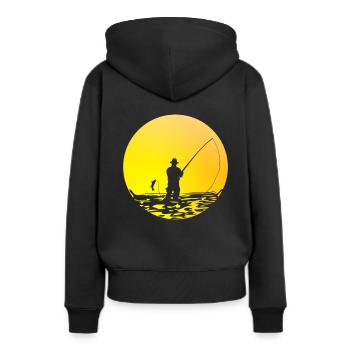 Pêcheur T-shirt pêcheur cadeau pêcheur pêcheur - Sweat à capuche Premium bio Femme - noir - Dos - Julia (174cm)