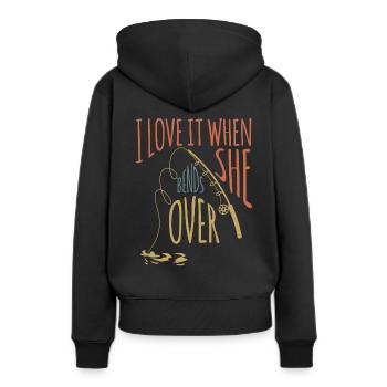 Pêcher pêche - Sweat à capuche Premium bio Femme - noir - Dos - Julia (174cm)