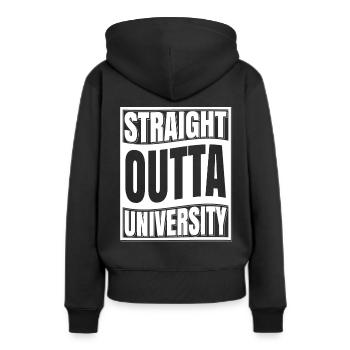 Straight Outta University T-Shirt Abschluss 2019 - Frauen Premium Bio Hoodie - Schwarz - Hinten - Julia (174cm)