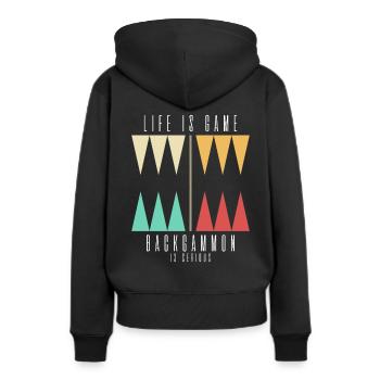T-shirt de jeu de plateau de joueur de backgammon - Sweat à capuche Premium bio Femme - noir - Dos - Julia (174cm)