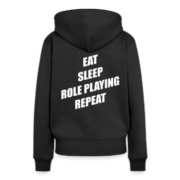 Eat Sleep Role Playing Repeat Jeu de rôle - Sweat à capuche Premium bio Femme - noir - Dos - Julia (174cm)