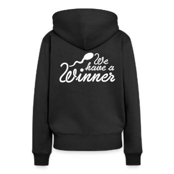 We Have A Winner Überraschung Schwanger - Frauen Premium Bio Hoodie - Schwarz - Hinten - Julia (174cm)