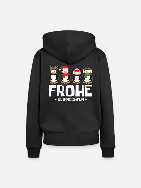Frohe Weihnachten Pinguine 2020 T-Shirt - Frauen Premium Bio Hoodie - Schwarz