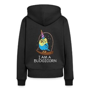Je suis une perruche licorne perruche - Sweat à capuche Premium bio Femme - noir - Dos - Julia (174cm)