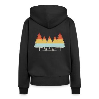 Vintage Retro Snowboarder Baum Tiefschnee - Frauen Premium Bio Hoodie - Schwarz - Hinten - Julia (174cm)