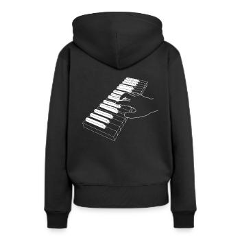 Klavier Tasten Geschenk Pianist - Frauen Premium Bio Hoodie - Schwarz - Hinten - Julia (174cm)