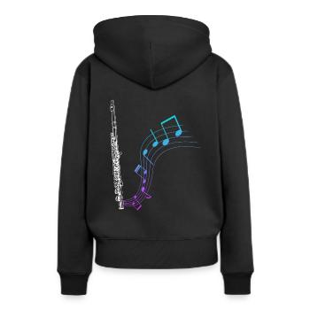 Querflöte Geschenk Musik Noten - Frauen Premium Bio Hoodie - Schwarz - Hinten - Julia (174cm)