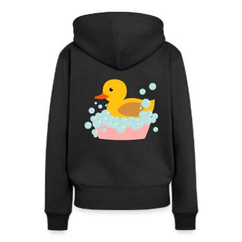 Canard de bain Cadeau Canard jaune en caoutchouc - Sweat à capuche Premium bio Femme - noir - Dos - Julia (174cm)