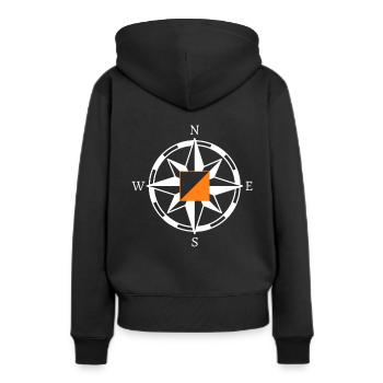 Orientierungslauf Kompass Geschenk - Frauen Premium Bio Hoodie - Schwarz - Hinten - Julia (174cm)