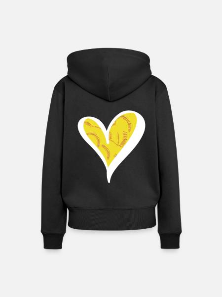 Herz Softball Shirt Geschenk - Frauen Premium Bio Hoodie - Schwarz