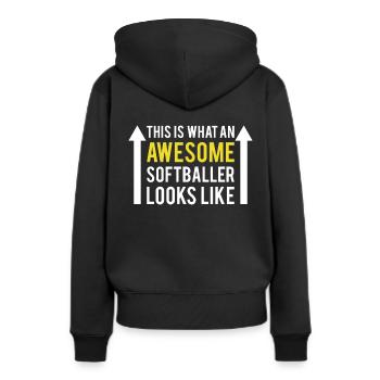 This Is What An Awesome Softballer Looks Like - Frauen Premium Bio Hoodie - Schwarz - Hinten - Julia (174cm)