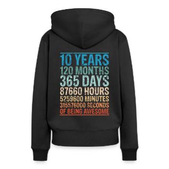 10 years old 10th birthday 120 months - Women’s Premium Organic Hoodie - black - Back - Julia (174cm)
