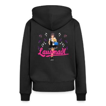 Lausmadl Anime Girl -Dirndl Oktober Volksfest - Frauen Premium Bio Hoodie - Schwarz - Hinten - Julia (174cm)