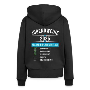 Jugendweihe 2025 - Frauen Premium Bio Hoodie - Schwarz - Hinten - Julia (174cm)