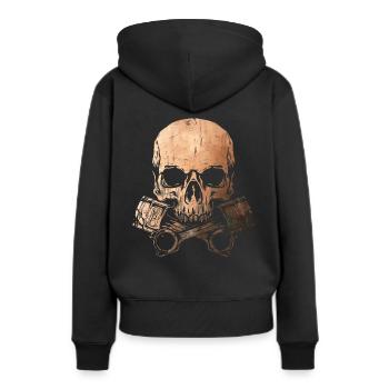Piston Skull - Schrauber - Mechaniker - Kupfer - Frauen Premium Bio Hoodie - Schwarz - Hinten - Julia (174cm)