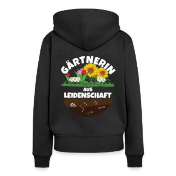 Gärtnerin aus leidenschaft - Frauen Premium Bio Hoodie - Schwarz - Hinten - Julia (174cm)