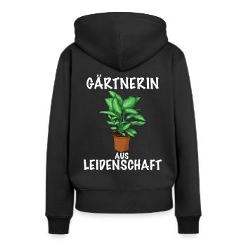 Gärtnerin aus Leidenschaft - Frauen Premium Bio Hoodie - Schwarz - Hinten - Julia (174cm)