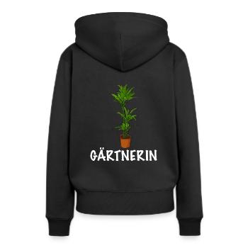 Gärtnerin Topfpflanze - Frauen Premium Bio Hoodie - Schwarz - Hinten - Julia (174cm)