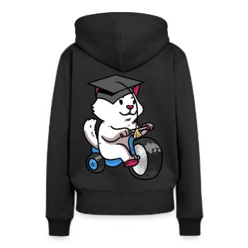 Katze Dreirad Fahren Prüfung Kinder Baby fahren - Frauen Premium Bio Hoodie - Schwarz - Hinten - Julia (174cm)