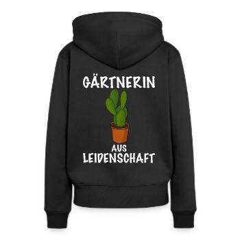 Gärtnerin Topfpflanze - Frauen Premium Bio Hoodie - Schwarz - Hinten - Julia (174cm)