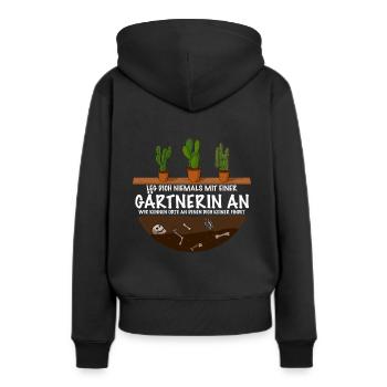 Gärtnerin anlegen Garten - Frauen Premium Bio Hoodie - Schwarz - Hinten - Julia (174cm)