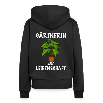 Gärtnerin - Frauen Premium Bio Hoodie - Schwarz - Hinten - Julia (174cm)