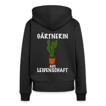 Gärtnerin - Frauen Premium Bio Hoodie - Schwarz - Hinten - Julia (174cm)