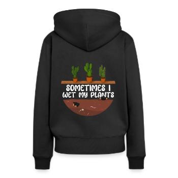 ich gieße meine Pflanzen Gärtnerin - Frauen Premium Bio Hoodie - Schwarz - Hinten - Julia (174cm)
