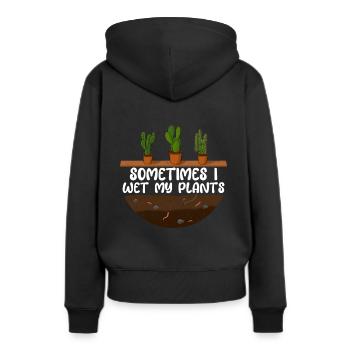 Parfois, je mouille mes plantes - Sweat à capuche Premium bio Femme - noir - Dos - Julia (174cm)