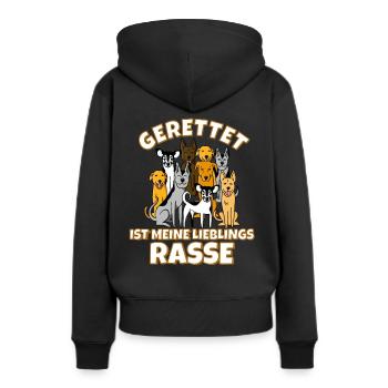 Hunde Adoption geretteter Hund - Frauen Premium Bio Hoodie - Schwarz - Hinten - Julia (174cm)