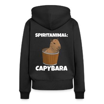 Animal spirituel Capybara seau - Sweat à capuche Premium bio Femme - noir - Dos - Julia (174cm)
