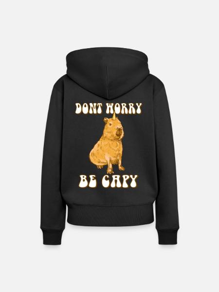 Capybara be Capy - Frauen Premium Bio Hoodie - Schwarz