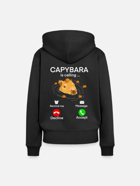 Capybara Anruf - Frauen Premium Bio Hoodie - Schwarz
