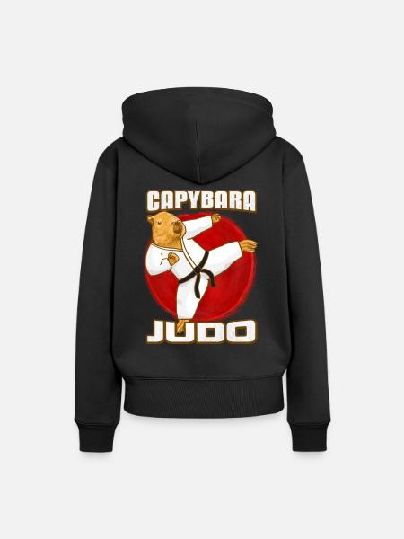 Judo Capybara - Frauen Premium Bio Hoodie - Schwarz