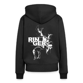 lutteur - Sweat à capuche Premium bio Femme - noir - Dos - Julia (174cm)