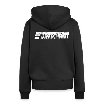 Fortschritt Landmaschinen der DDR - Frauen Premium Bio Hoodie - Schwarz - Hinten - Julia (174cm)
