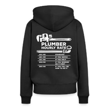 Salaire horaire plombier - Sweat à capuche Premium bio Femme - noir - Dos - Julia (174cm)