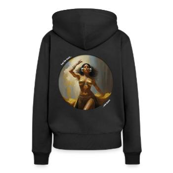 Feel the music - Frauen Premium Bio Hoodie - Schwarz - Hinten - Julia (174cm)