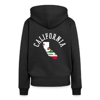 California USA Flagge Patriot Stolzes Heimatland - Frauen Premium Bio Hoodie - Schwarz - Hinten - Julia (174cm)