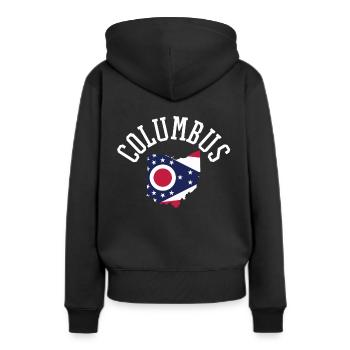 Drapeau de Columbus USA Patriotisme Fierté de la maison - Sweat à capuche Premium bio Femme - noir - Dos - Julia (174cm)