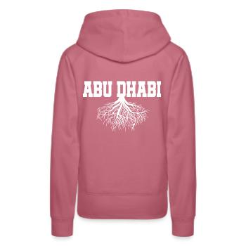 Entdecken Sie das Abu Dhabi Dubai Design der - Frauen Premium Bio Hoodie - Malve - Hinten - Isabella (175cm)
