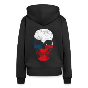 Patriotisme tchéco-américain, - Sweat à capuche Premium bio Femme - noir - Dos - Julia (174cm)