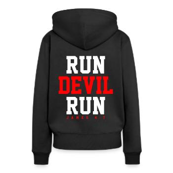 Verbünden Sie Jesus mit exklusivem - Frauen Premium Bio Hoodie - Schwarz - Hinten - Julia (174cm)
