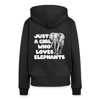 Just a girl who loves elephants - Frauen Premium Bio Hoodie - Schwarz - Hinten - Julia (174cm)