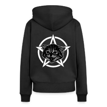 Metal Musique chat - Sweat à capuche Premium bio Femme - noir - Dos - Julia (174cm)
