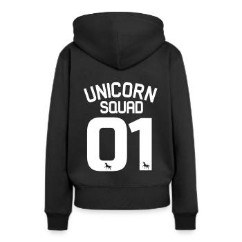 Unicorn Squad - Frauen Premium Bio Hoodie - Schwarz - Hinten - Julia (174cm)