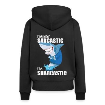 sarcasme - Sweat à capuche Premium bio Femme - noir - Dos - Julia (174cm)