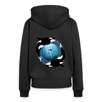 Orques orques - Sweat à capuche Premium bio Femme - noir - Dos - Julia (174cm)