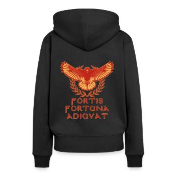 Römischer Adler - Frauen Premium Bio Hoodie - Schwarz - Hinten - Julia (174cm)