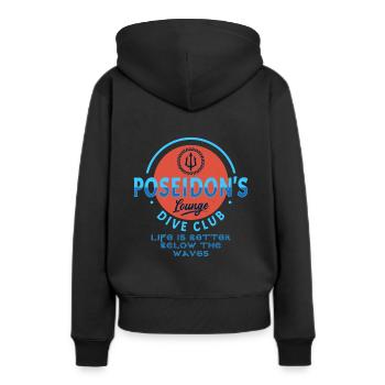 Poseidon - Sweat à capuche Premium bio Femme - noir - Dos - Julia (174cm)
